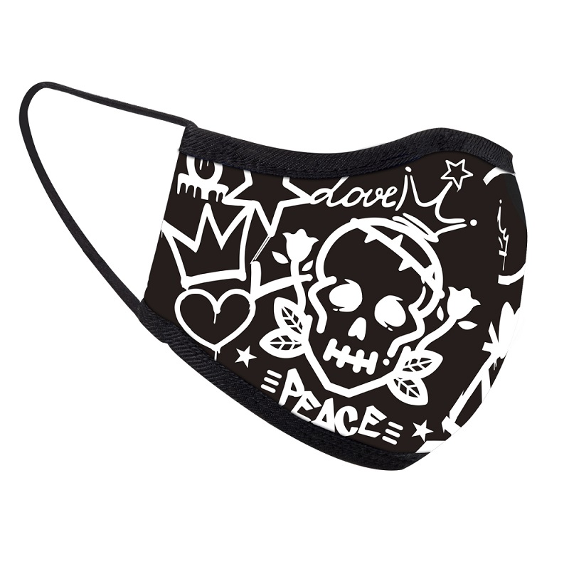 Antibacterial, washable Face Masks (Doodle Black)