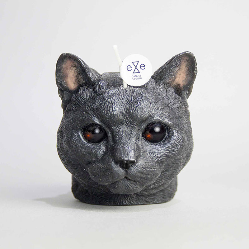 American Shorthair Cat Candle - black