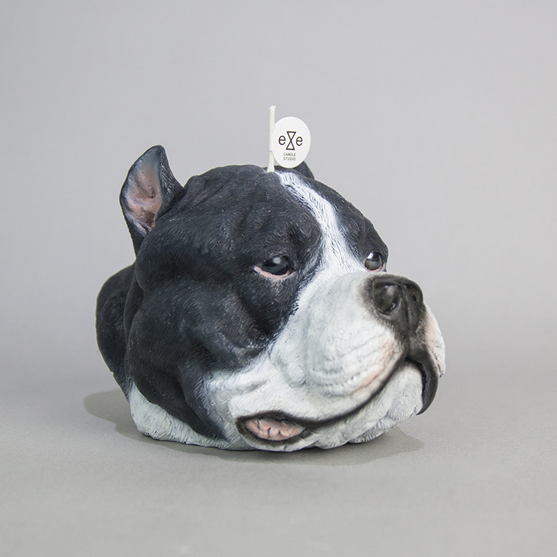 Staffordshire Bull Terrier Candle Gray And White Twowgo